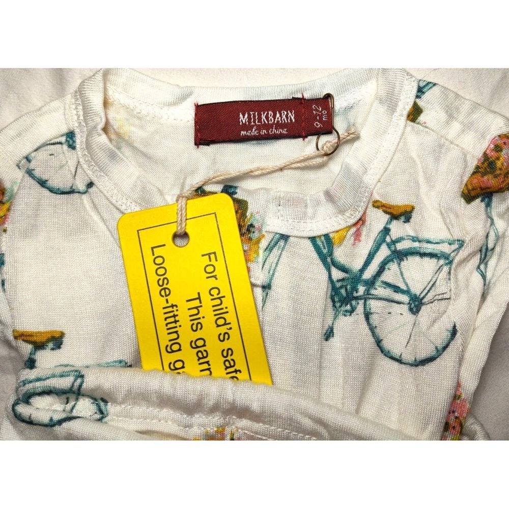 MILKBARN Baby 9 12 Mos‎ Rayon Bamboo Pajamas Flower Bicycle 1pc Longall Bike NWT - Picture 3 of 3